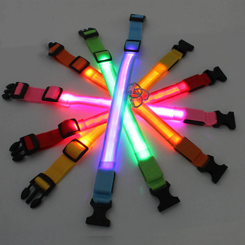 π LED Adjustable Dog Collar - Blinking Safety Light Waterproof Pet Collar