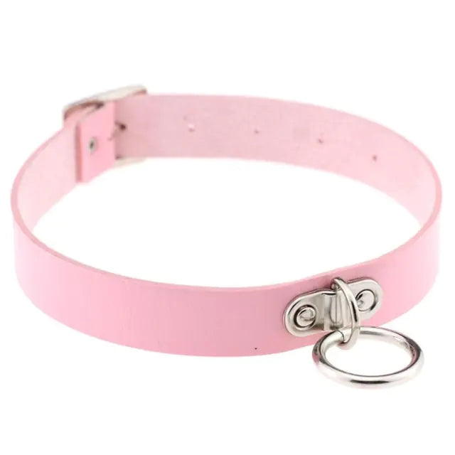 π€: PU Leather Gothic Choker with Chain - Edgy Fashion Statement