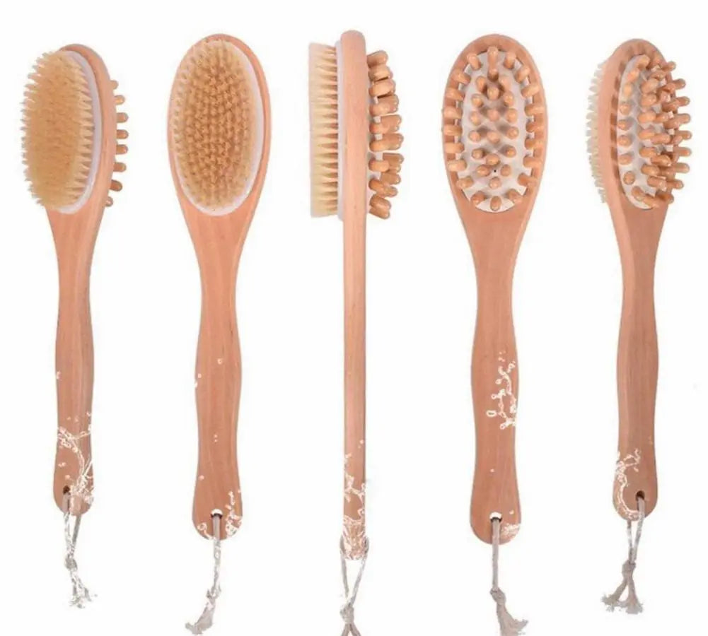 π§΄ Bath & Body Massage Brush - Natural Boar Bristle Wooden Spa Tool