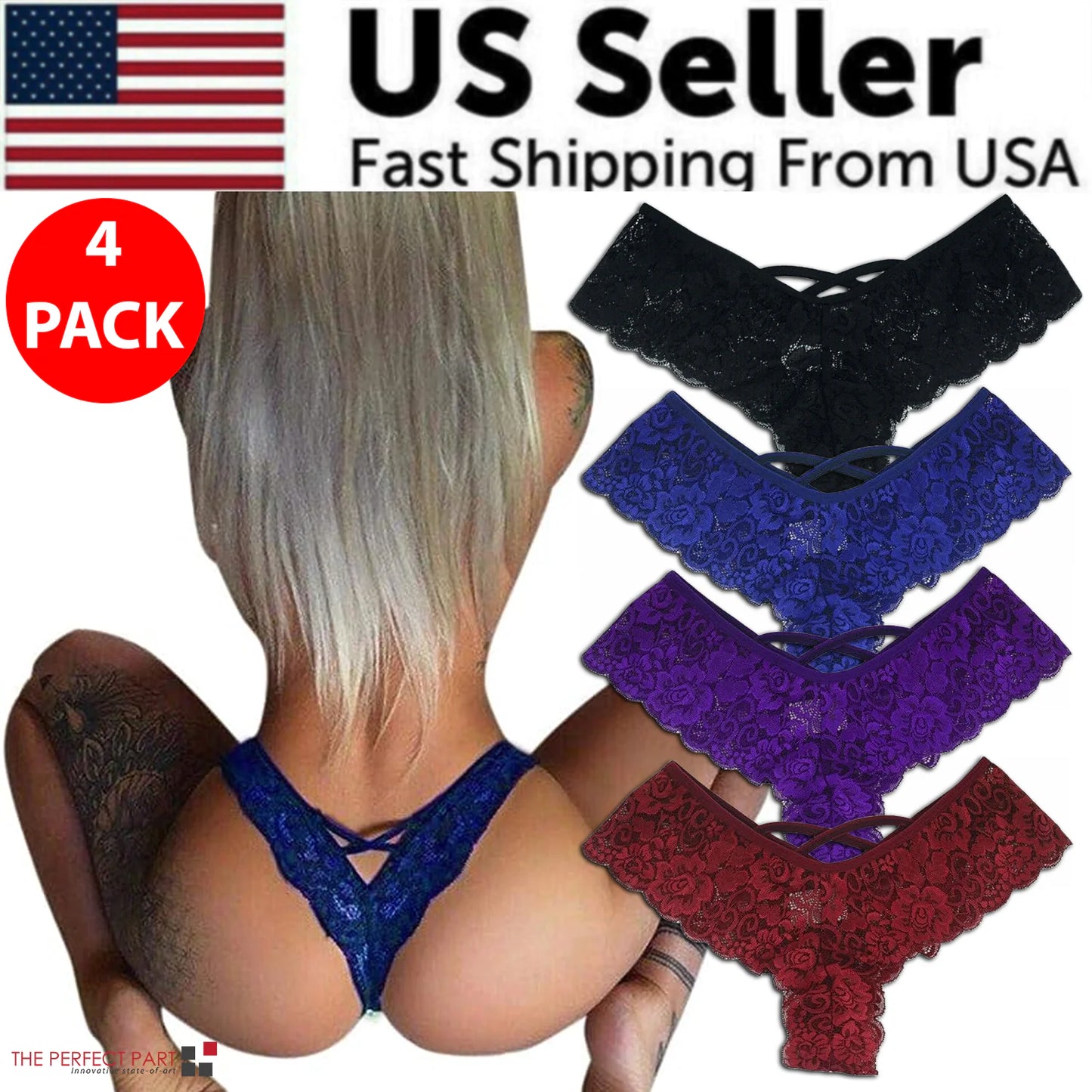 💋: 4-Pack Women's Lace Underwear Set - Sexy Lingerie Collection Plus Size