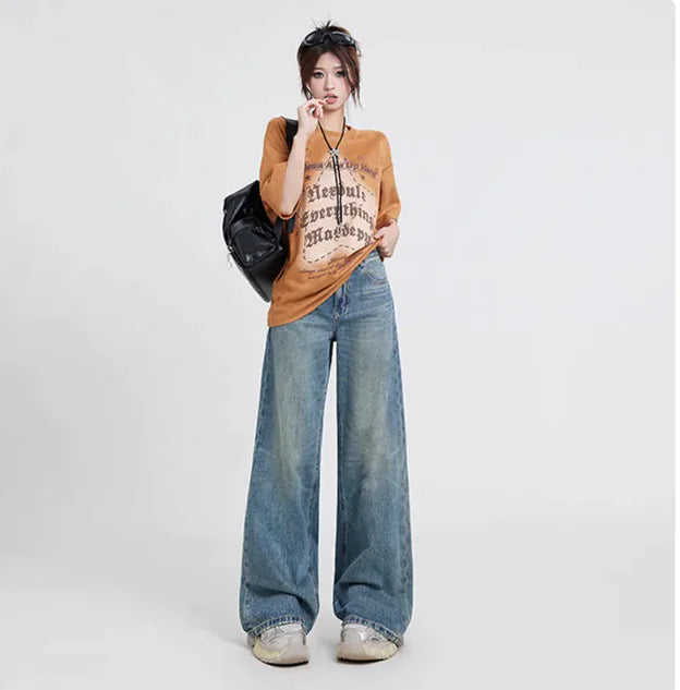 👖: Wide Leg Jeans Women's High Waist Baggy Straight Trousers - Relaxed Vintage Style