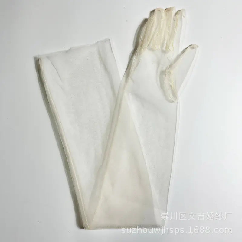 🤍: Elegant 70CM Sheer Lace Bridal Gloves - Luxury Wedding Accessories
