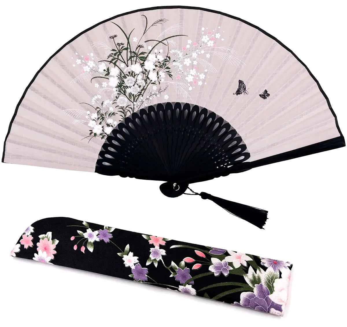 🌟 Exquisite Handmade Bamboo Silk Fan - Elegant Folding Hand Fan