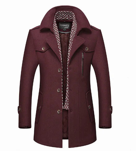 🧥: Authentic Men's Wool Overcoat - Premium Single-Breasted Winter Coat
