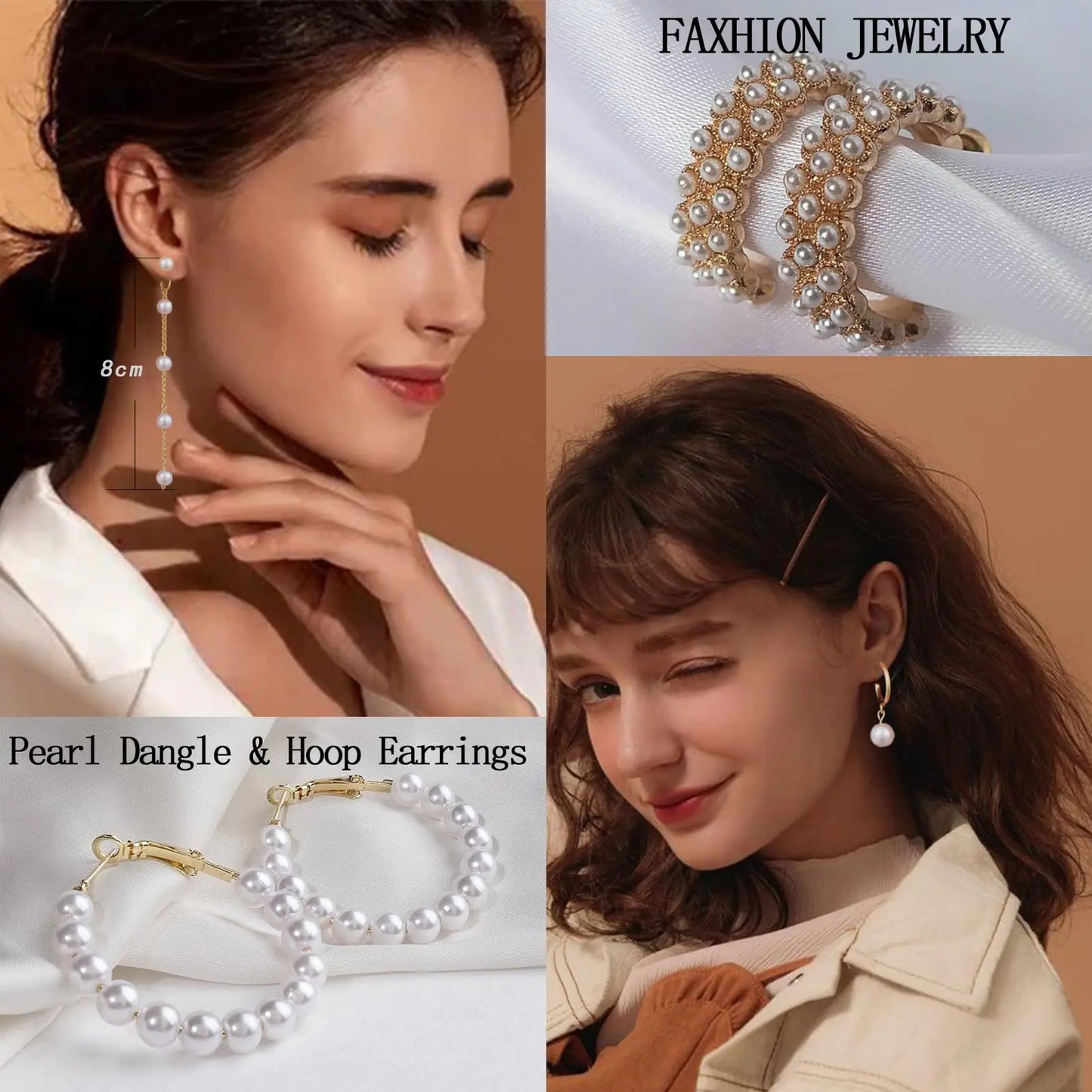 💎: 54 Pairs Gold Hoop Earrings Set - Ultimate Collection Chunky Pearl Twisted Statement Pack