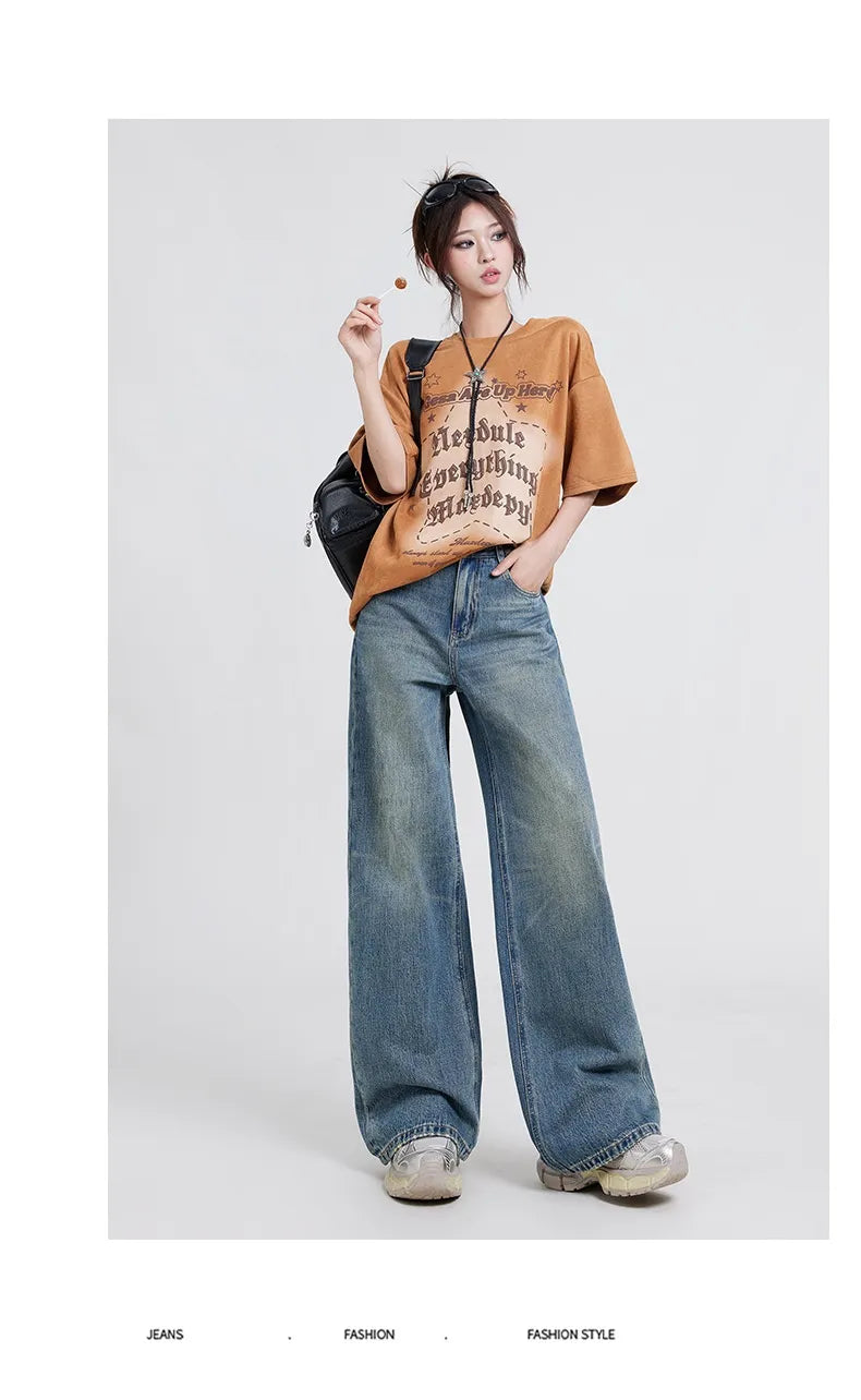 👖: Wide Leg Jeans Women's High Waist Baggy Straight Trousers - Relaxed Vintage Style
