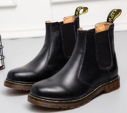 🍂: Autumn Style Thick-Heeled Cowhide Martin Boots - Women's Premium Leather Footwear