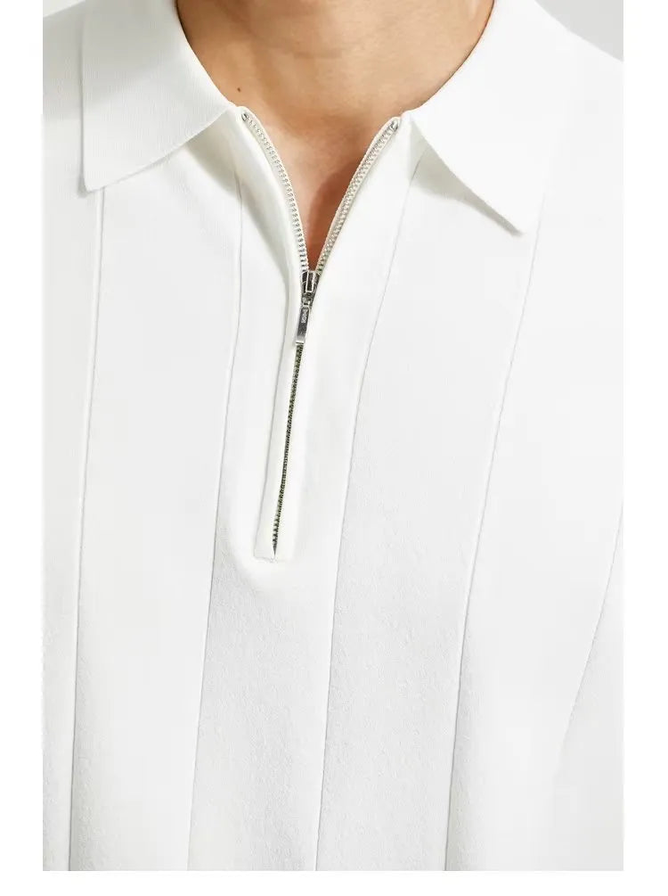 👔: Fashion Short-Sleeved Lapel Zipper Polo - Modern Wool Blend