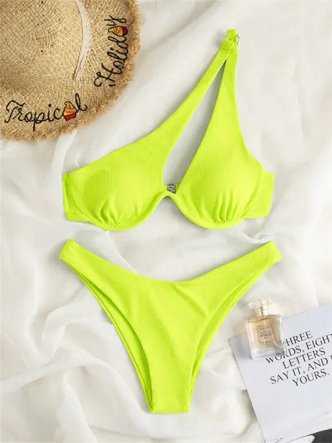 👙: Solid Ribbed Bikini Set - Chic Textured Two-Piece Swimwear
