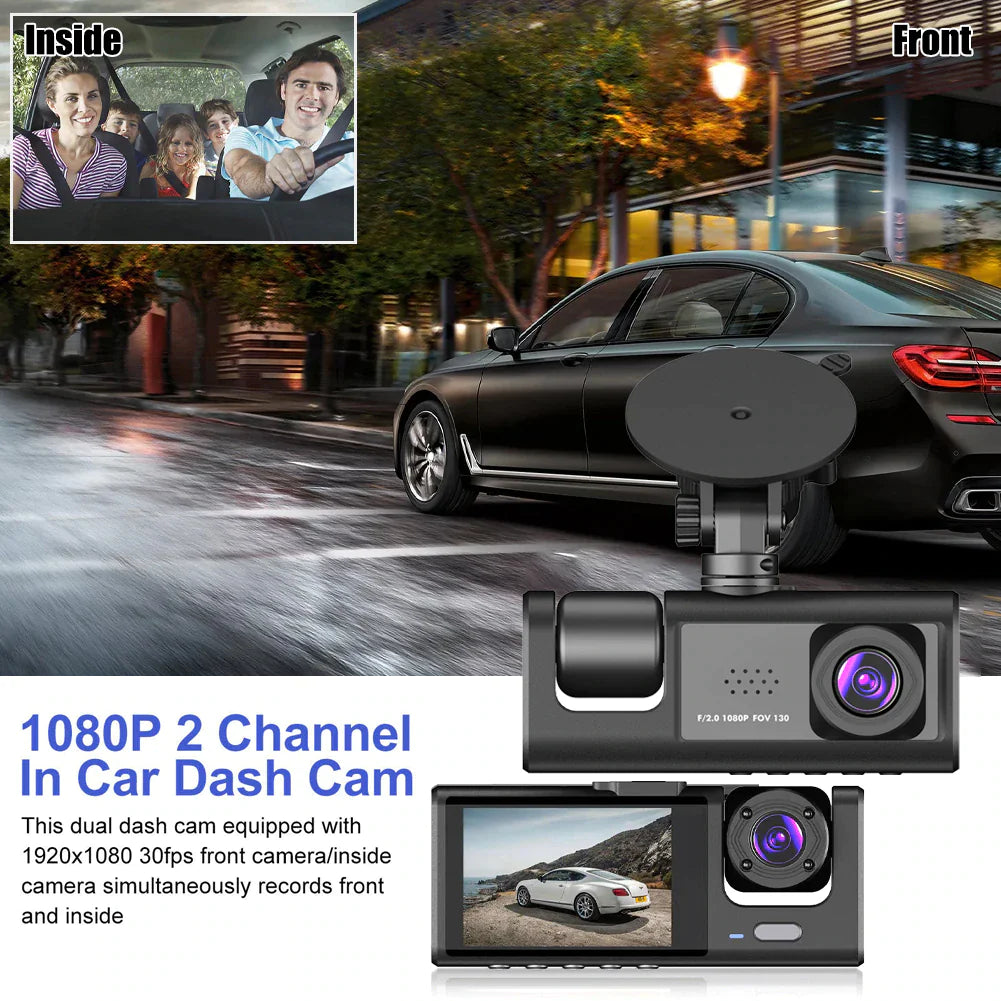 📹 Car Triple Lens Dash Cam - HD 1080P Front/Rear/Inside Video Recorder