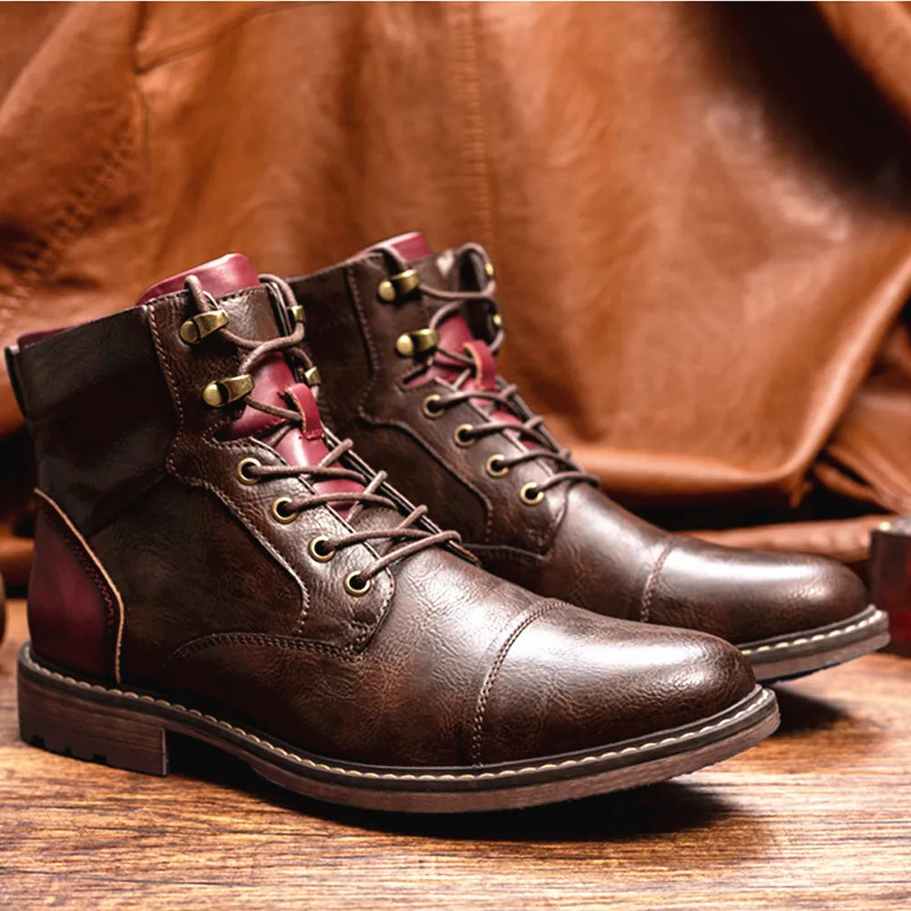 🥾: Zipper Plus Size Men's Leather Fashion Tooling Martin Boots