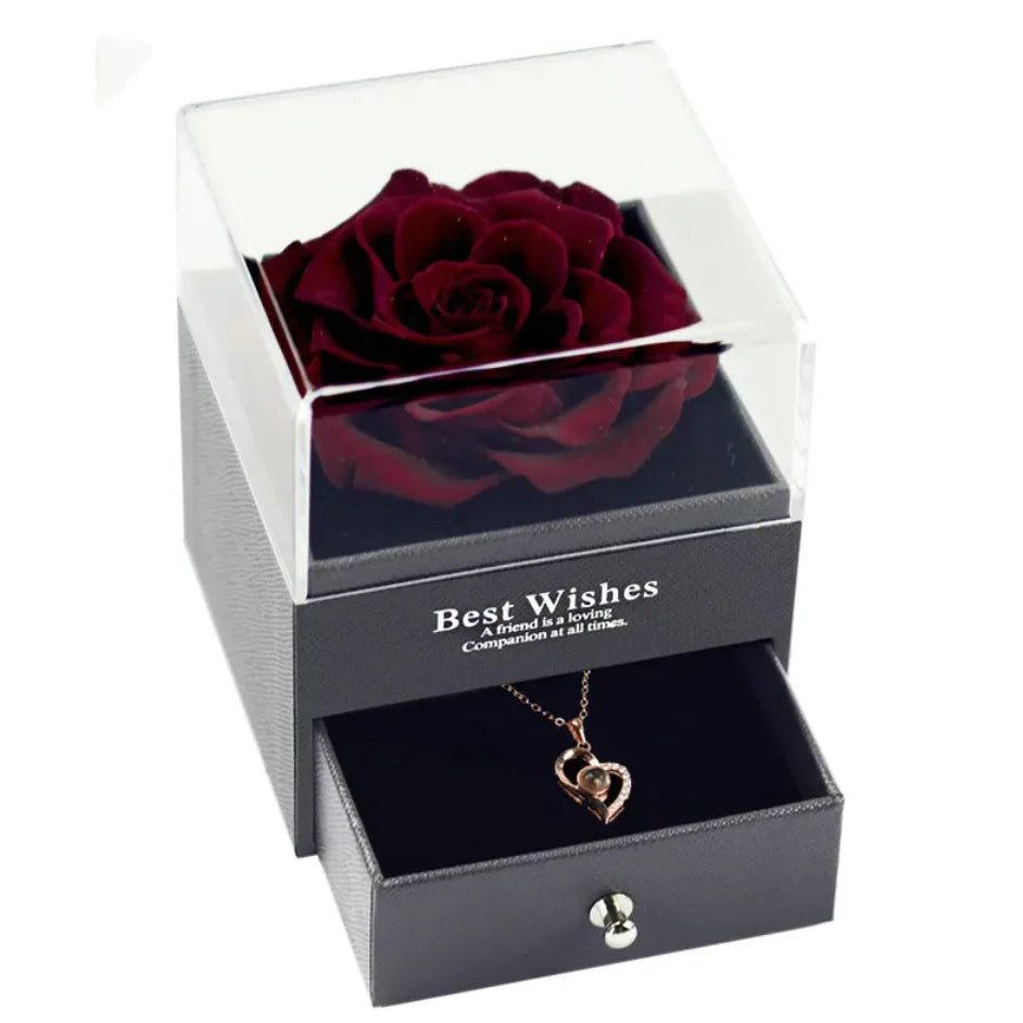 🌹: Preserved Rose Jewelry Box Necklace