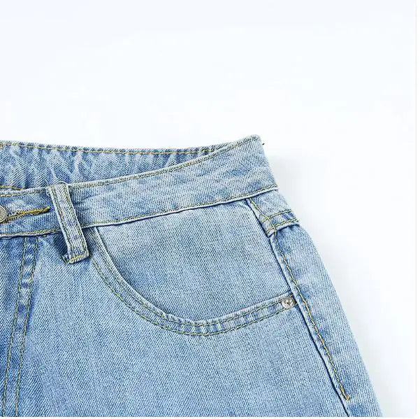 👖: Women's High Waist Wide Leg Jeans - 100% Cotton Denim Classic