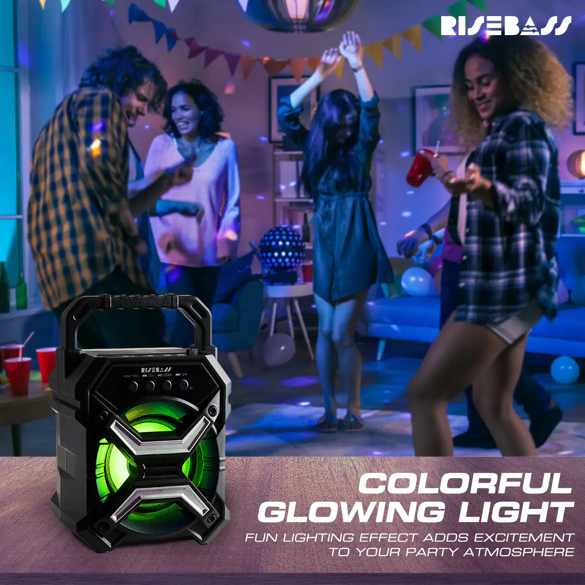 🔊 Portable Wireless Bluetooth Speaker - TWS Function with LED Flashing Lights