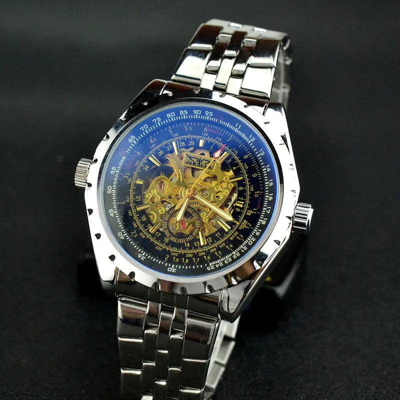⌚: Men's Hollow Automatic Mechanical Watch with Steel Band