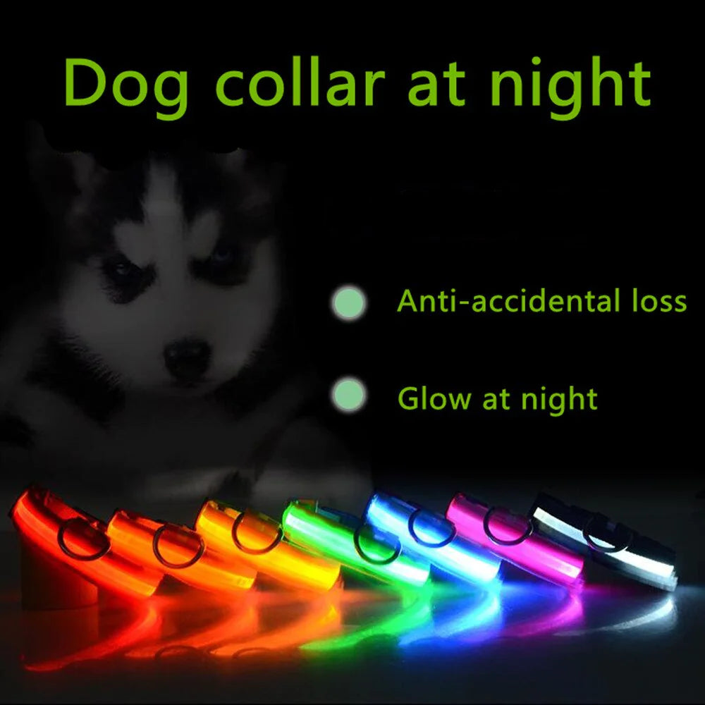 π LED Adjustable Dog Collar - Blinking Safety Light Waterproof Pet Collar
