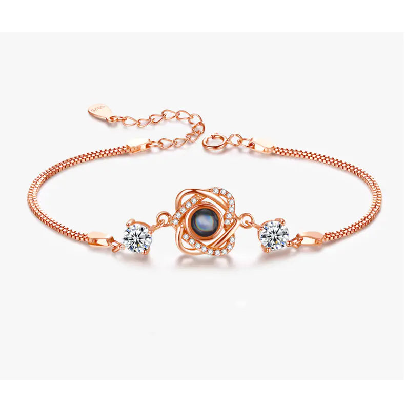 ❤️: Silver Double Heart Projection Bracelet - Romantic Ladies Jewelry