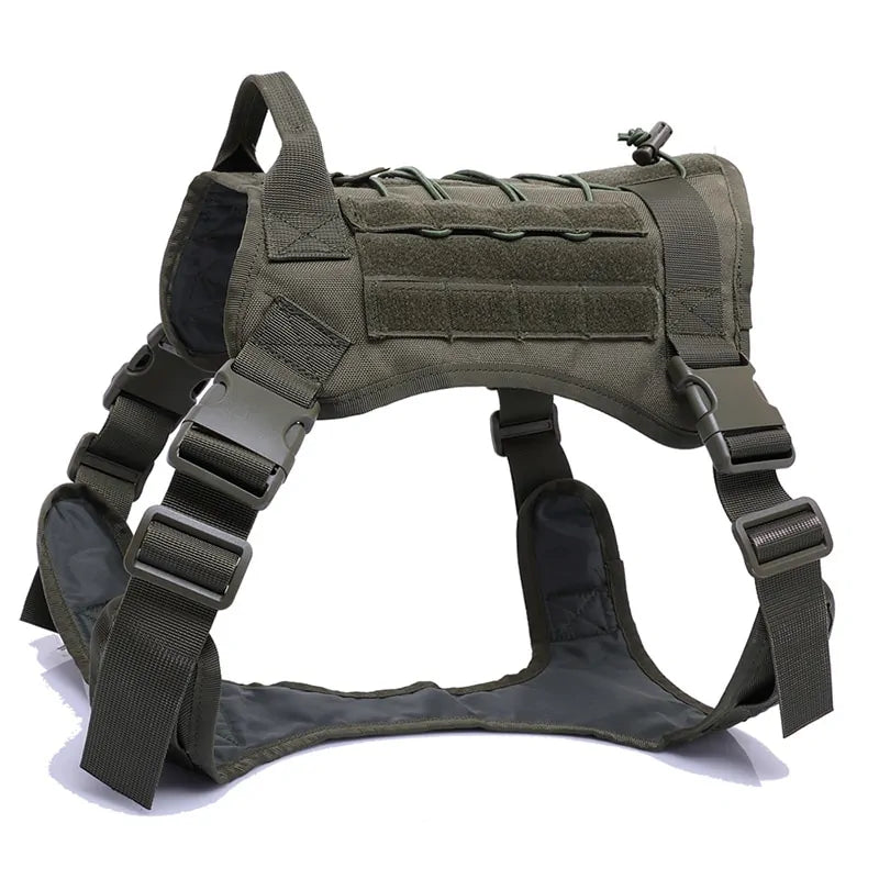π Tactical Dog Harness with Handle - Heavy Duty Nylon Harness & Bungee Leash