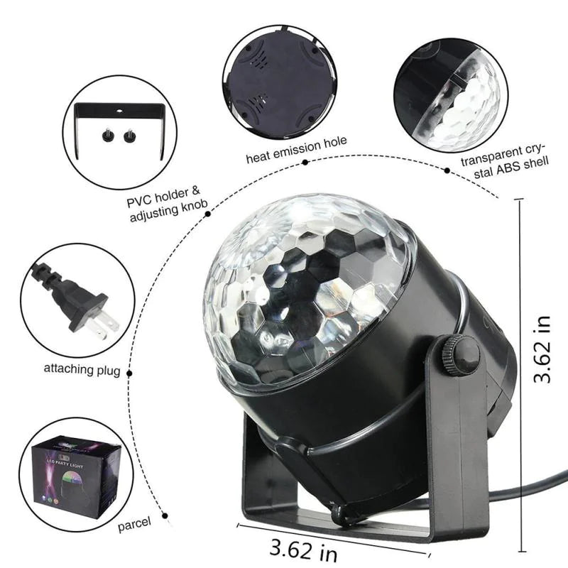 ๐บ: Disco Party Lights Strobe LED DJ Ball - Sound Activated Dance Lamp