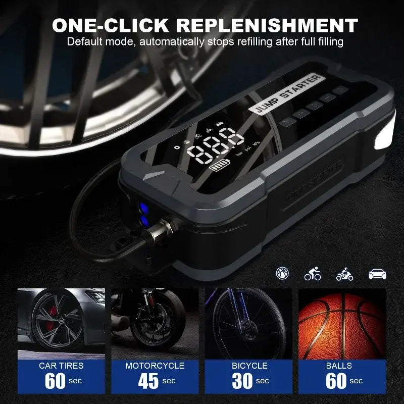 π Portable 4-in-1 Car Jump Starter & Air Pump - Emergency Power Station