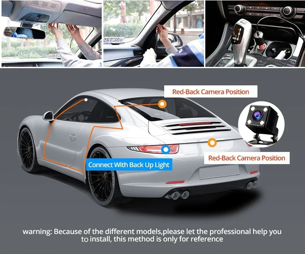 📹 Car Triple Lens Dash Cam - HD 1080P Front/Rear/Inside Video Recorder