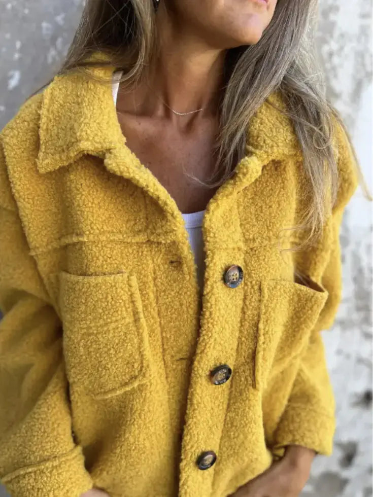 🐑: Women's Lapel Single Breasted Lamb Wool Coat - Luxurious Natural Warmth