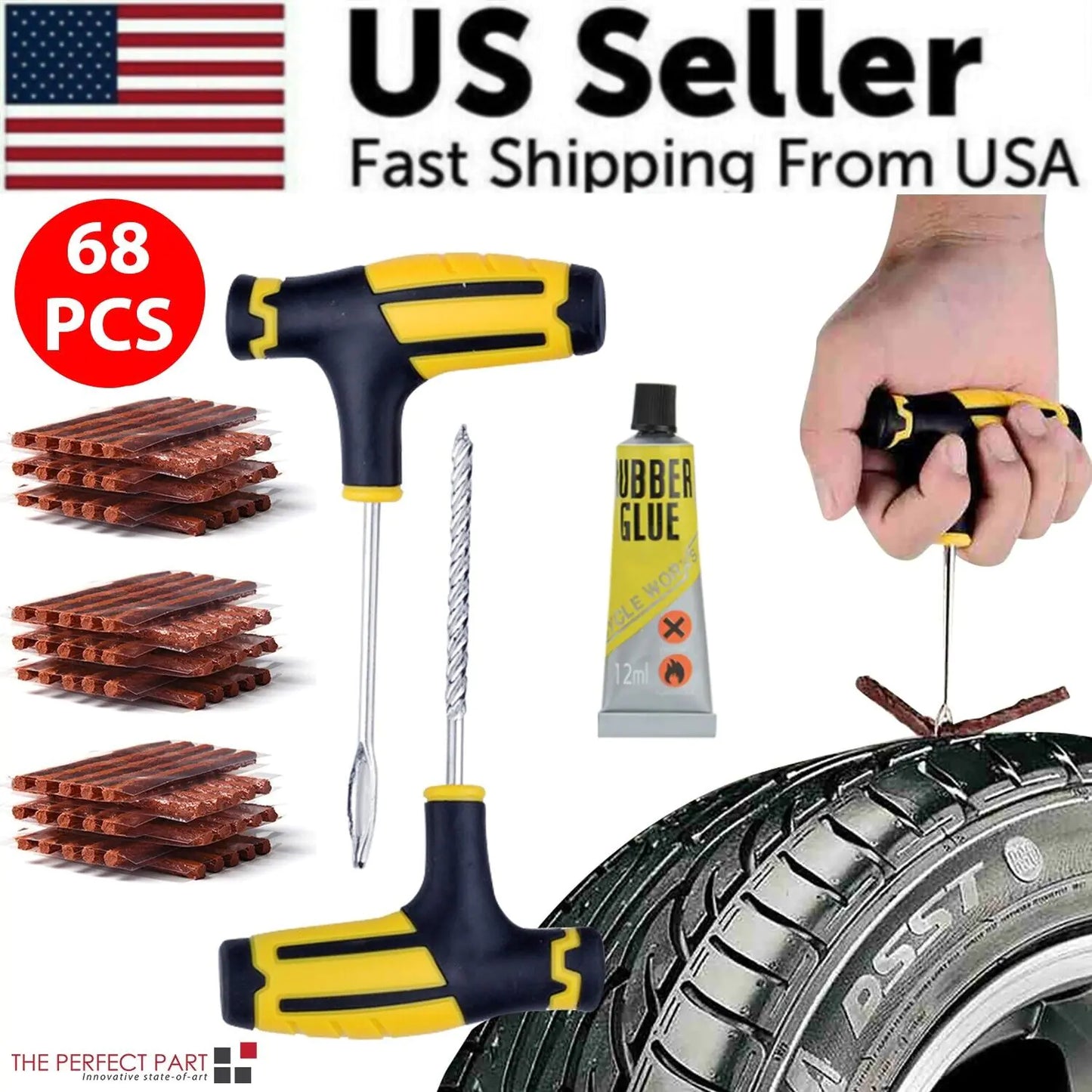π§ 68-Piece Tire Repair Kit - DIY Flat Tire Fix for Car Truck Motorcycle