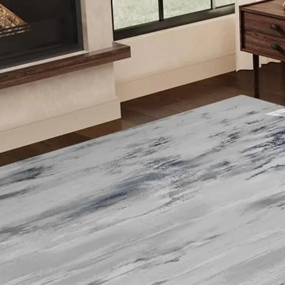 π : AMOAMI Modern Abstract 8x10 Area Rug - Blue Grey Washable Non-Slip