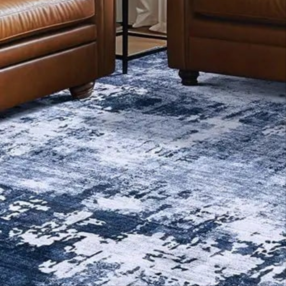 π : DMOYEST 8x10 Navy Blue Area Rug - Washable Modern Abstract Low Pile