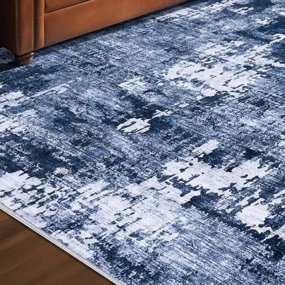 π : DMOYEST 8x10 Navy Blue Area Rug - Washable Modern Abstract Low Pile