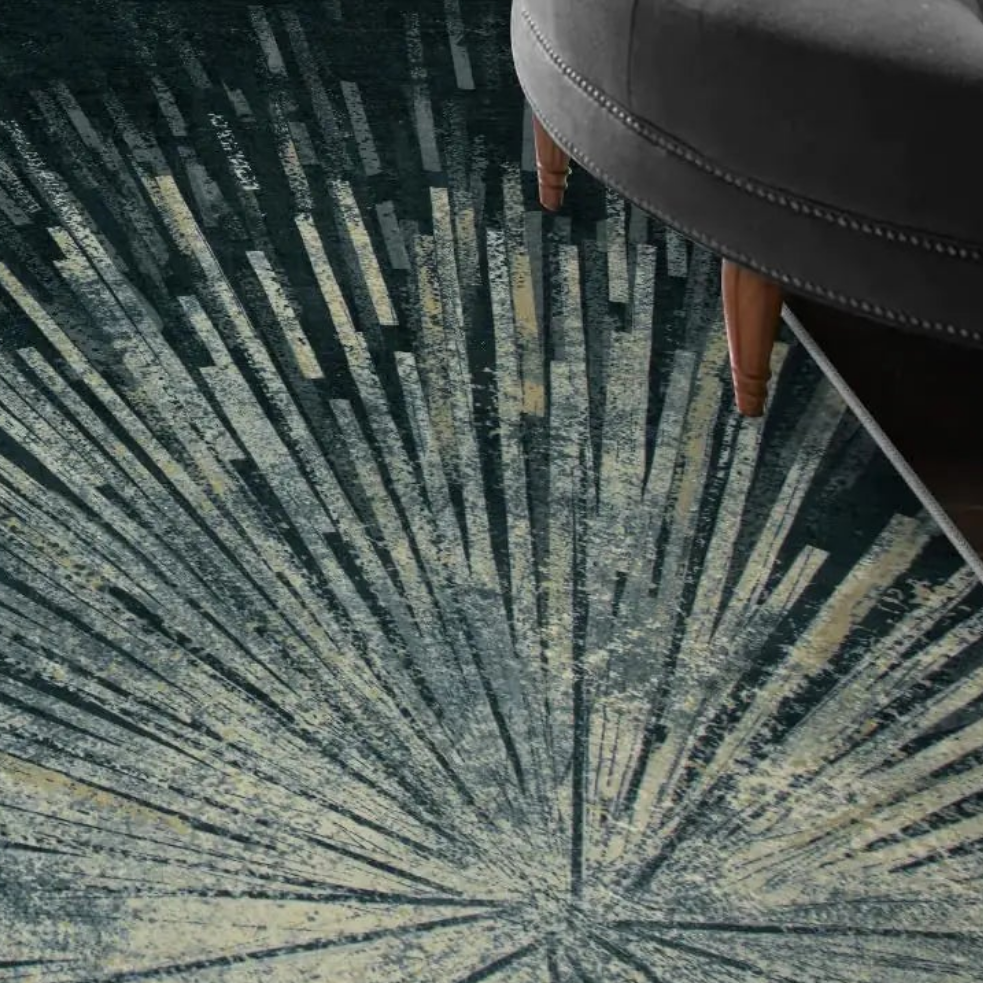 π : Lahome Ultra-Thin 8x10 Washable Area Rug - Modern Abstract Non-Slip
