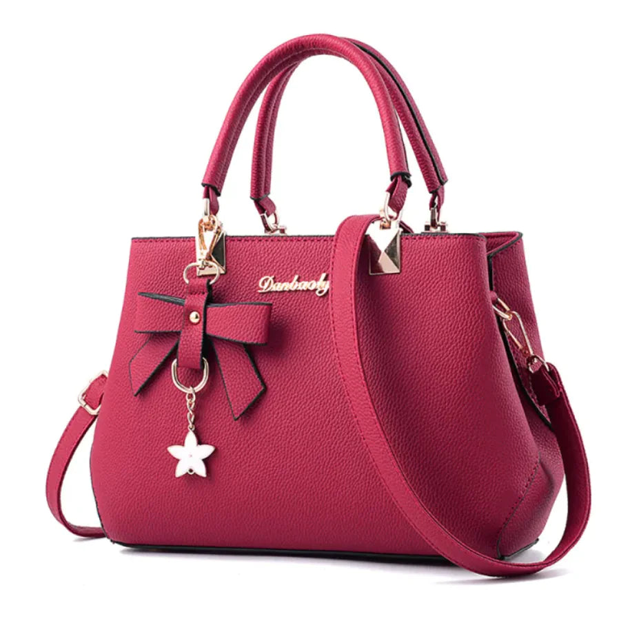 👜: Litchi Pattern One-Shoulder Handbag