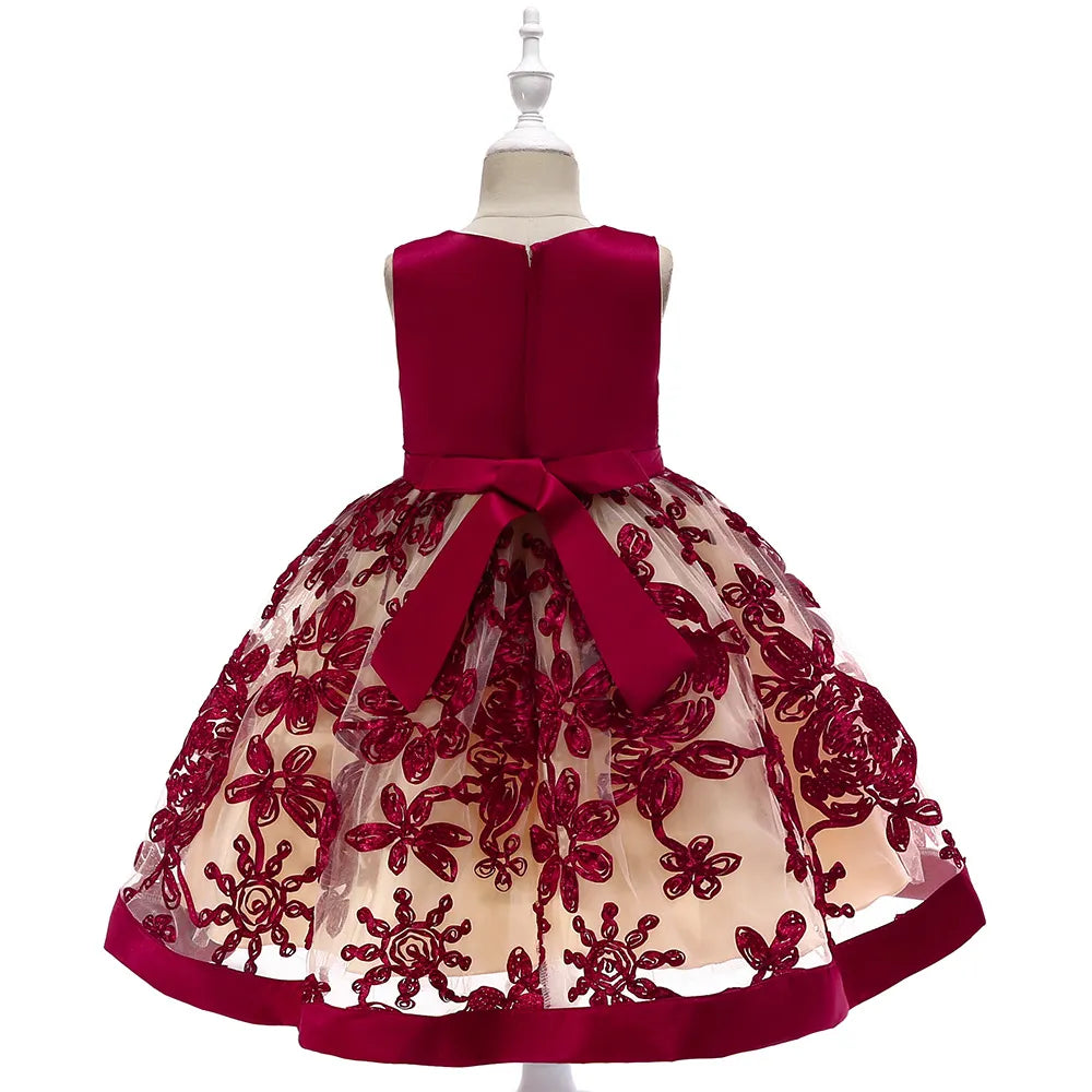 👗: Girls' Appliqué Princess Dress - Elegant Party Wear for Special Occasions