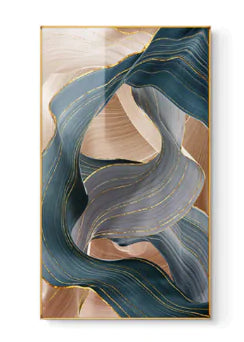 🏅 Nordic Modern Abstract Gold Ribbon Canvas Art - Scandinavian Design