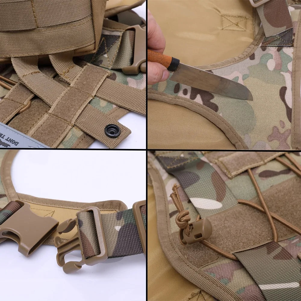 π Tactical Dog Harness with Handle - Heavy Duty Nylon Harness & Bungee Leash