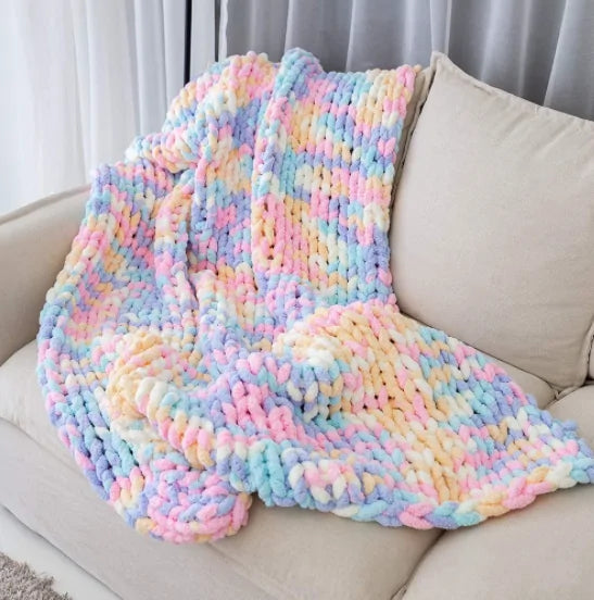 🧶: Chunky Knitted Blanket - Oversized Cozy Comfort with Textured Style