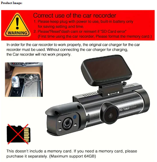 📹: 360° Dual Lens Car Dash Cam - HD 1080P Complete Coverage Recording System