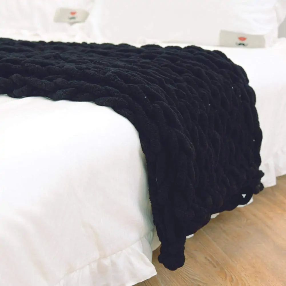 🧶: Chunky Knitted Blanket - Oversized Cozy Comfort with Textured Style