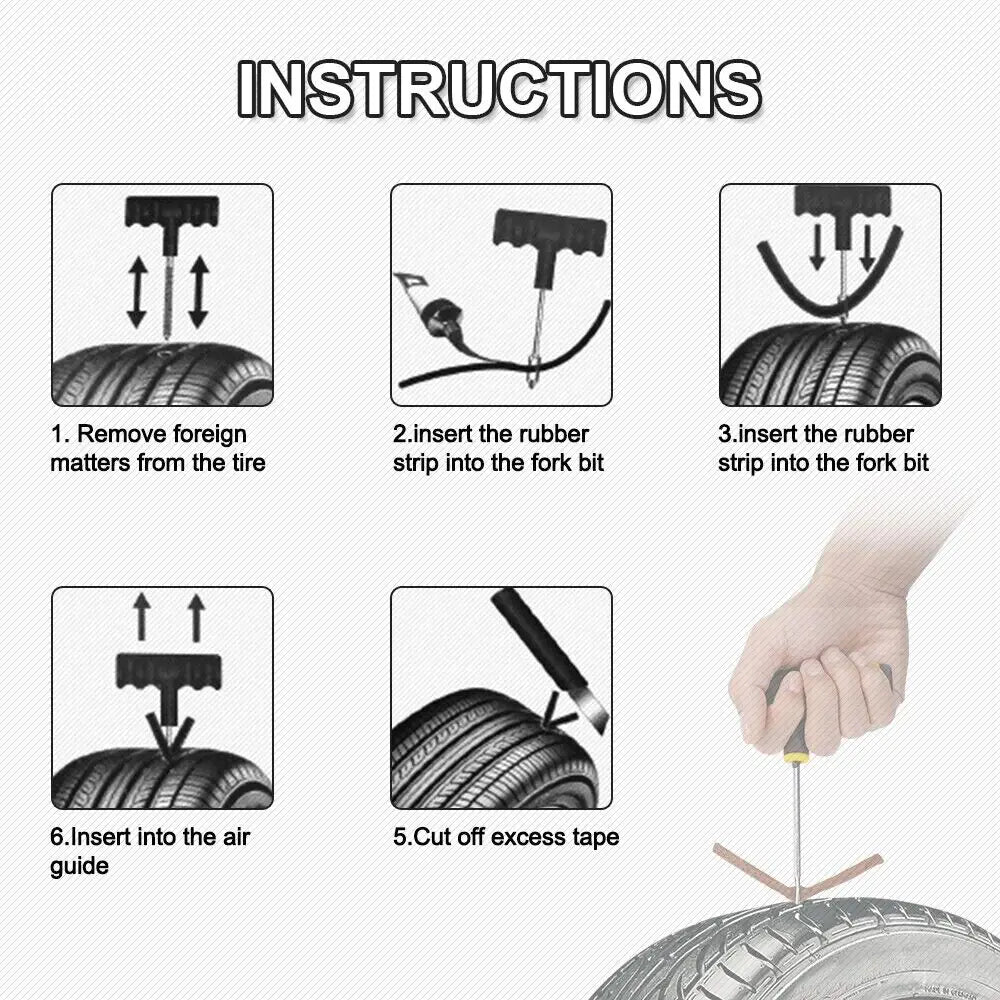 π§ 68-Piece Tire Repair Kit - DIY Flat Tire Fix for Car Truck Motorcycle