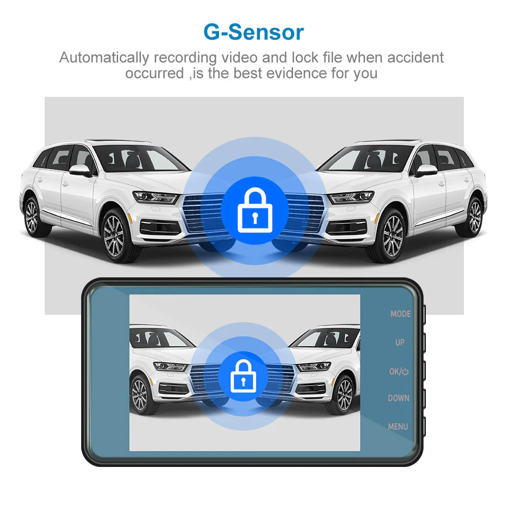 📱 4" Touch Screen Dash Cam - 1080P Dual Lens Front & Rear DVR