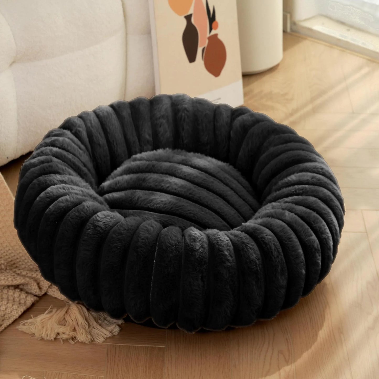 🏠: Plush Round Cat & Dog Nest - Ultra-Soft Winter Comfort Bed
