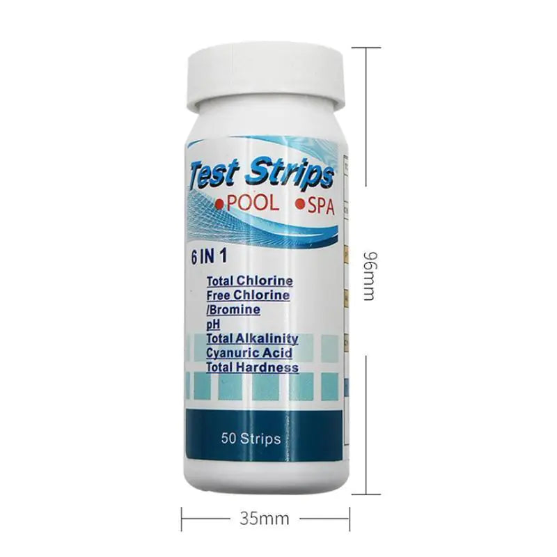 π 6-in-1 Pool Test Strips - Professional Chlorine pH Tester for Swimming Pools