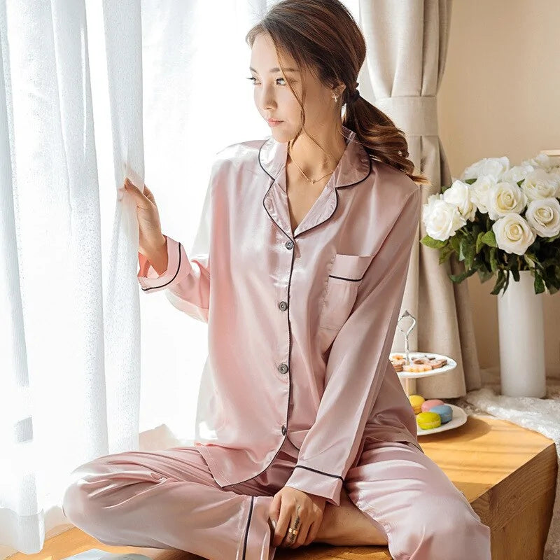 🌙: Women Silk Satin Pajamas - Luxurious Comfort Sleepwear Set