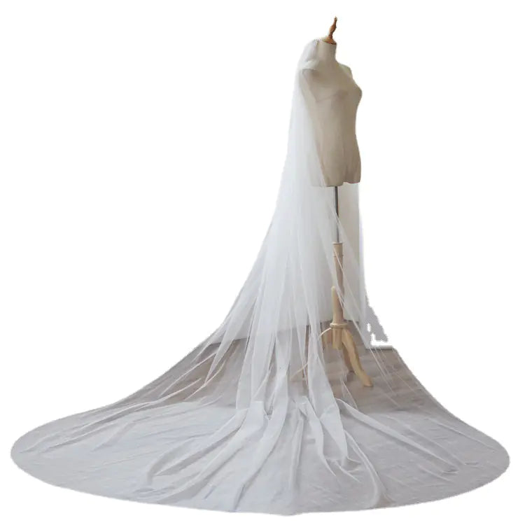 ✨: Single Layer Sparkly Wedding Veil with Long Train - Bridal Elegance