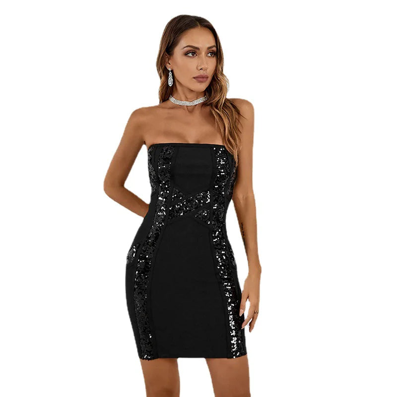 ✨: Short Skirt Sequin Bra Dress - Glamorous Women's Party Dress