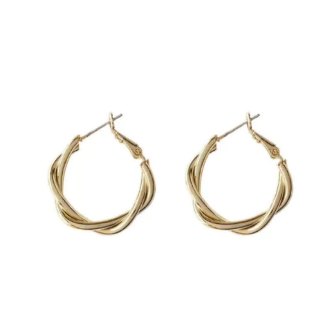 💎: Turn Hoop Earrings - Unique Twisted Gold Plated Design Statement Jewelry