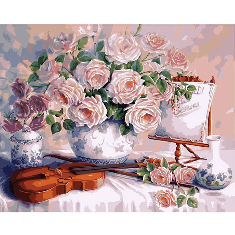 🌸 Oil Painting By Numbers Flowers Nature Pictures - DIY Art Kit
