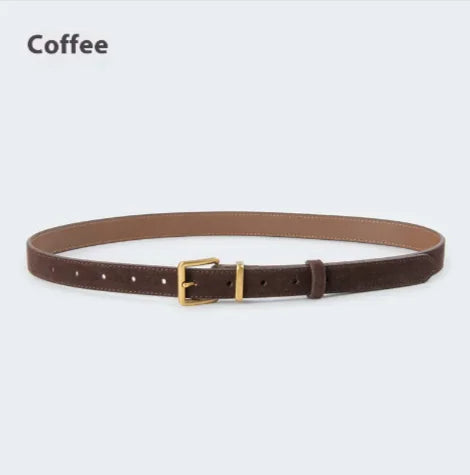 👜: Women's Suede Leather Belt - Premium Cowhide with Pin Buckle