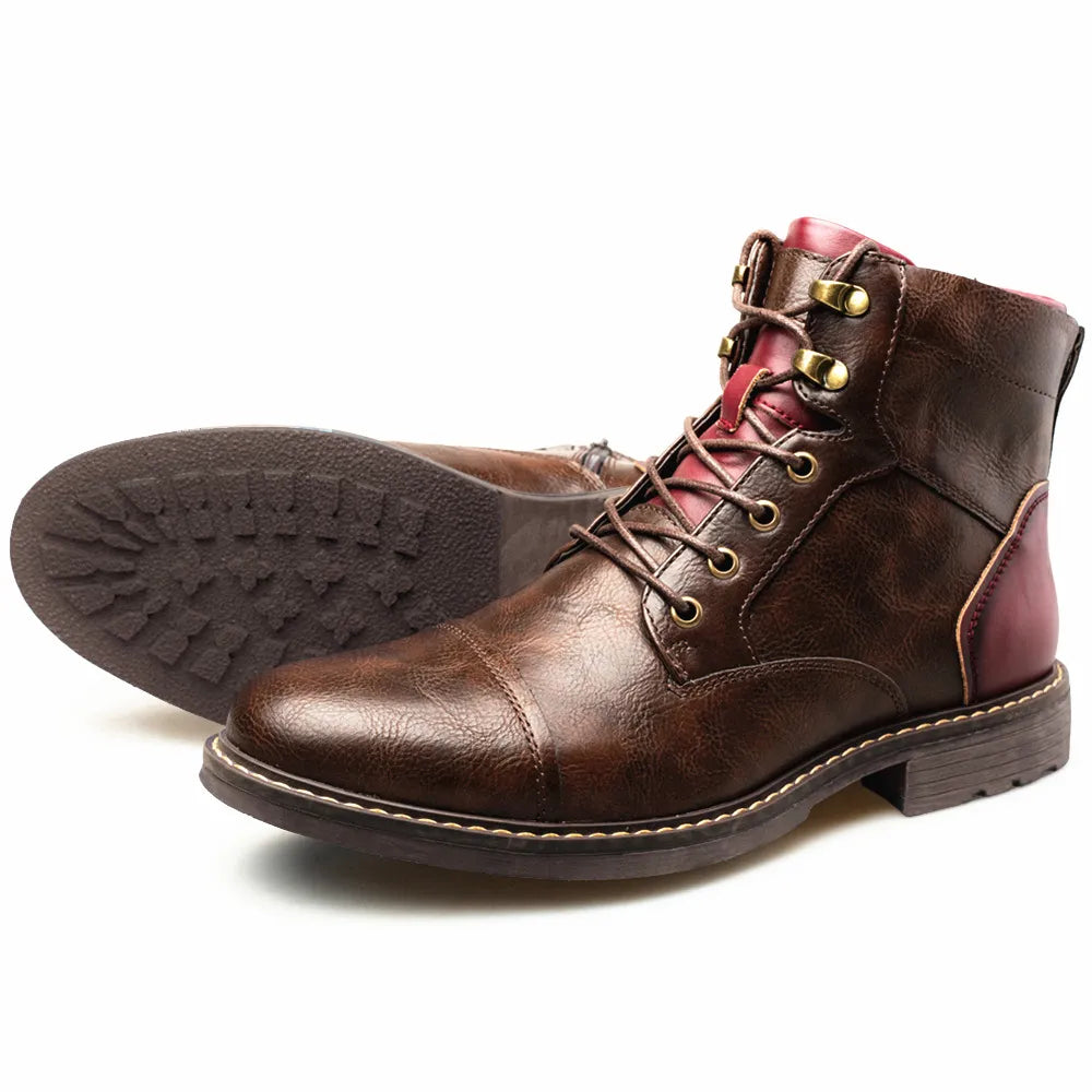 🥾: Zipper Plus Size Men's Leather Fashion Tooling Martin Boots
