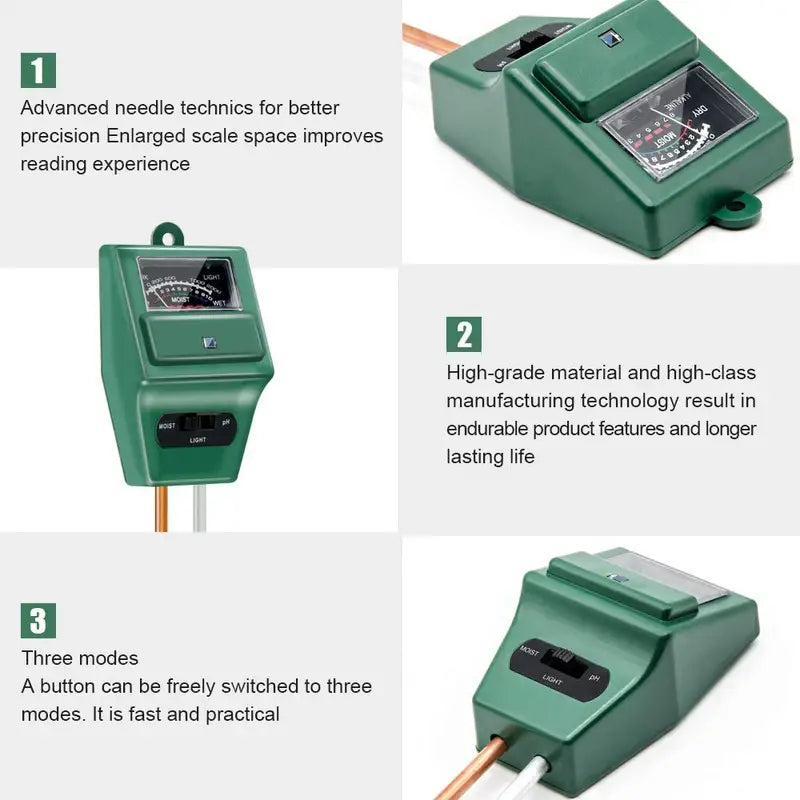 🌱: 3-in-1 Soil pH Meter and Moisture Tester for Garden Care